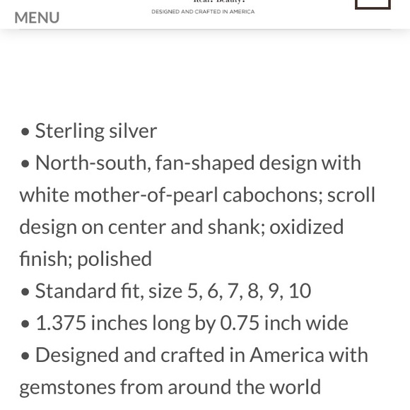 Carolyn Pollack Trumpet Vine SS Mother Pearl Ring - Picture 7 of 8